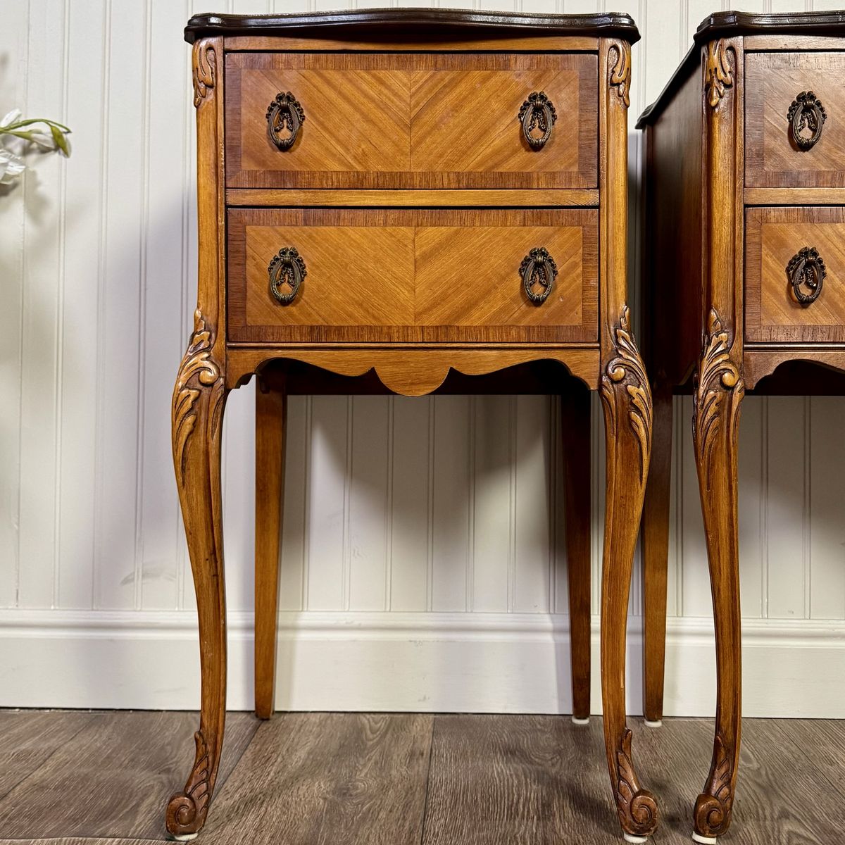 Vintage ca. 1930s Ornate French Provincial Nightstands