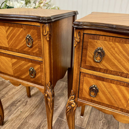 Vintage ca. 1930s Ornate French Provincial Nightstands