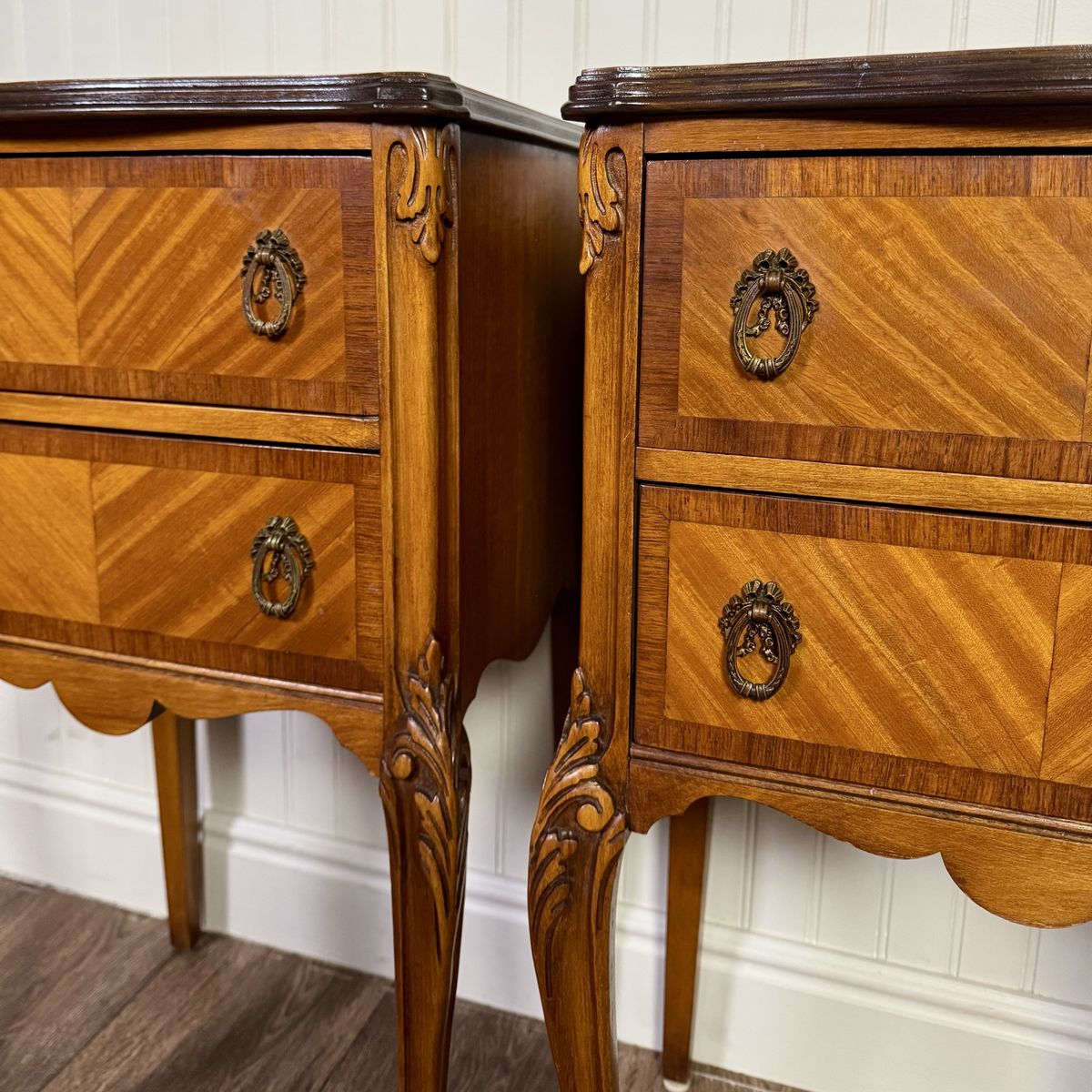 Vintage ca. 1930s Ornate French Provincial Nightstands