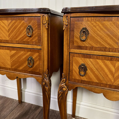Vintage ca. 1930s Ornate French Provincial Nightstands