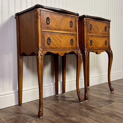 Vintage ca. 1930s Ornate French Provincial Nightstands