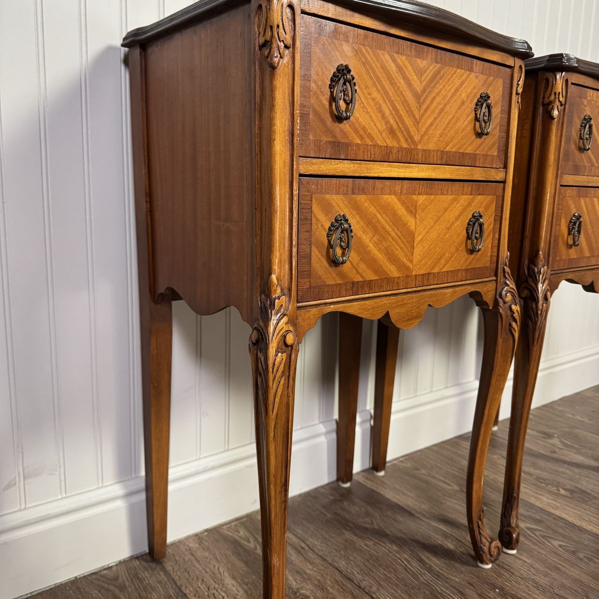 Vintage ca. 1930s Ornate French Provincial Nightstands