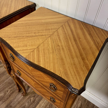 Vintage ca. 1930s Ornate French Provincial Nightstands