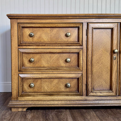 Vintage Parquet Herringbone Farmhouse-Style Dresser