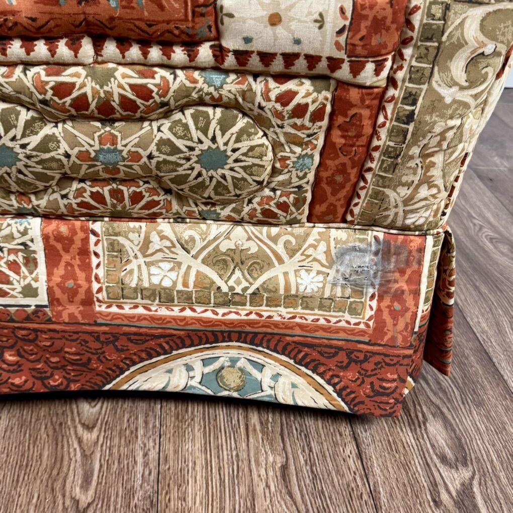 Vintage Patchwork Tapestry Fabric Wingback Chair