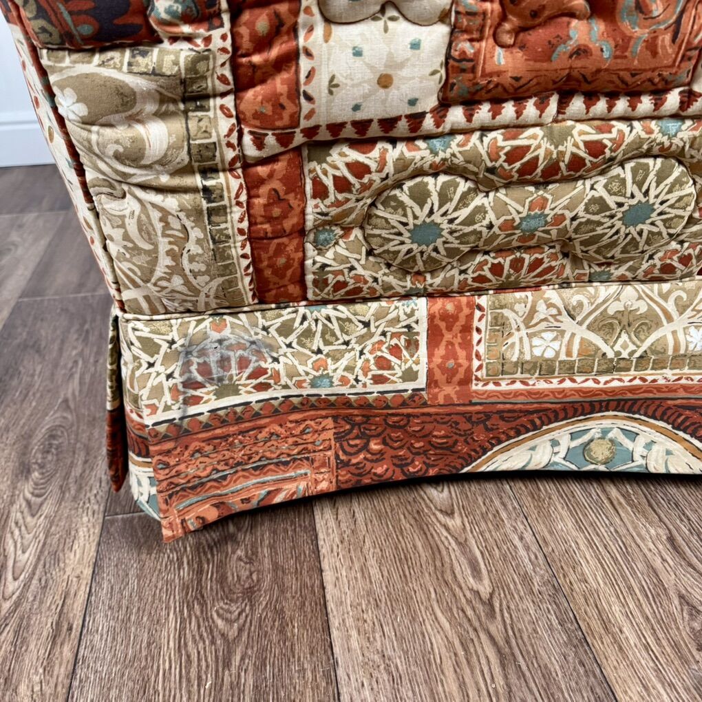 Vintage Patchwork Tapestry Fabric Wingback Chair