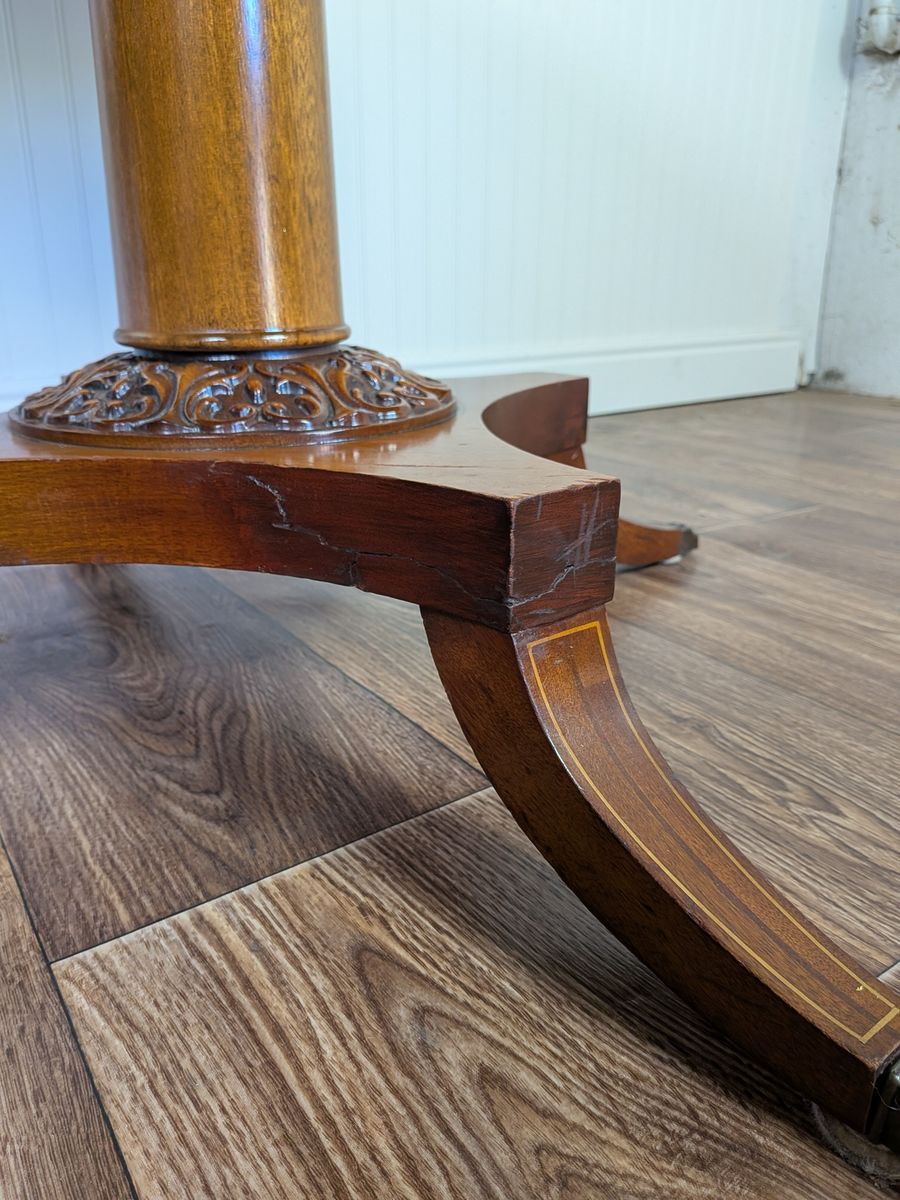 Vintage Regency-Style Drum Table with Leather Top