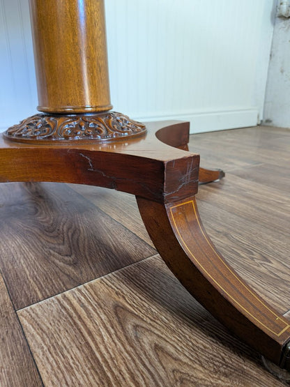 Vintage Regency-Style Drum Table with Leather Top