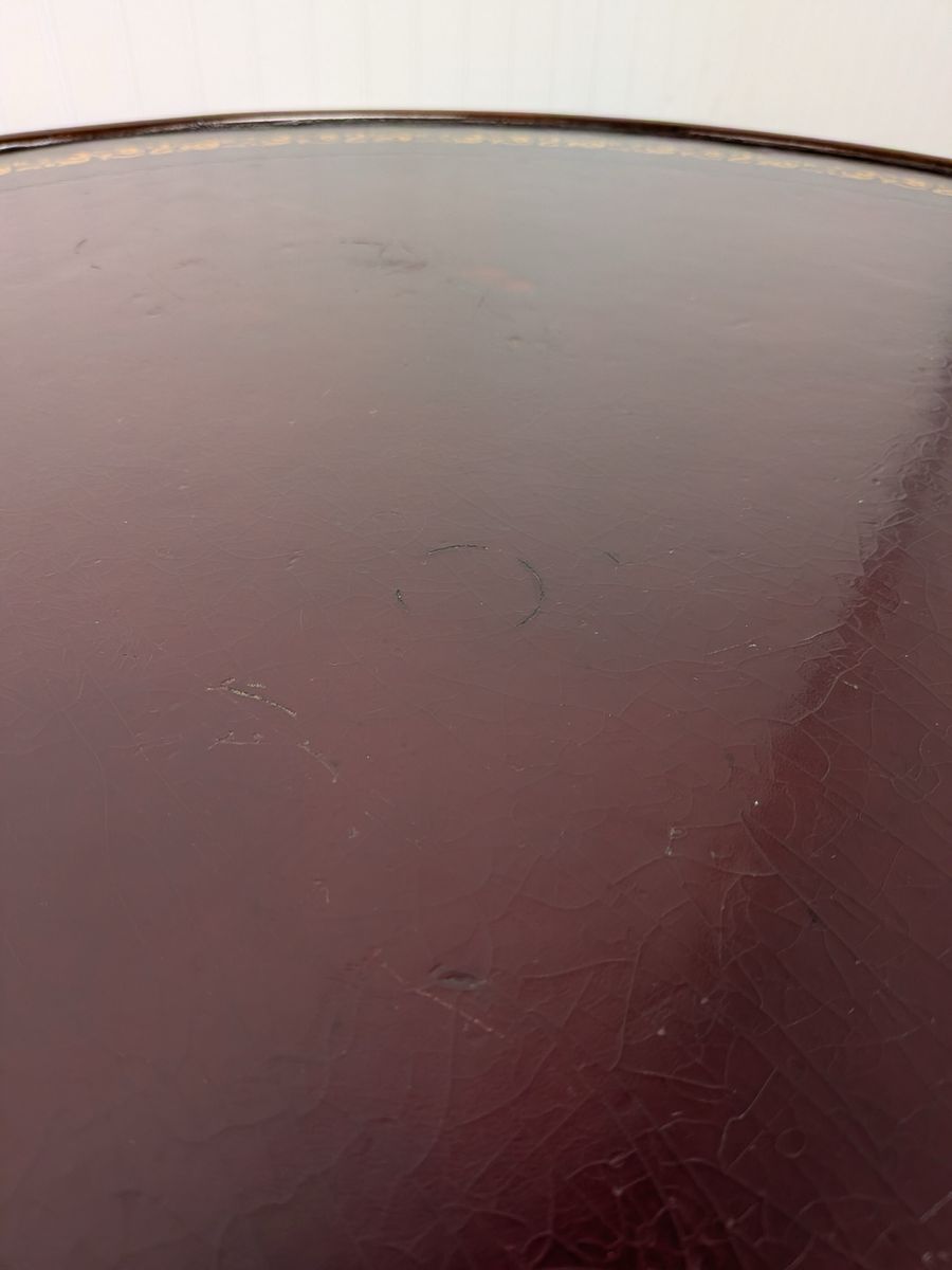 Vintage Regency-Style Drum Table with Leather Top