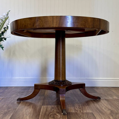 Vintage Regency-Style Drum Table with Leather Top