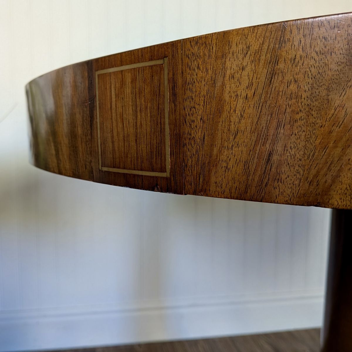 Vintage Regency-Style Drum Table with Leather Top