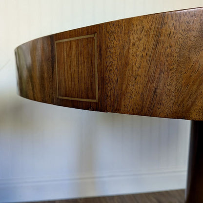 Vintage Regency-Style Drum Table with Leather Top