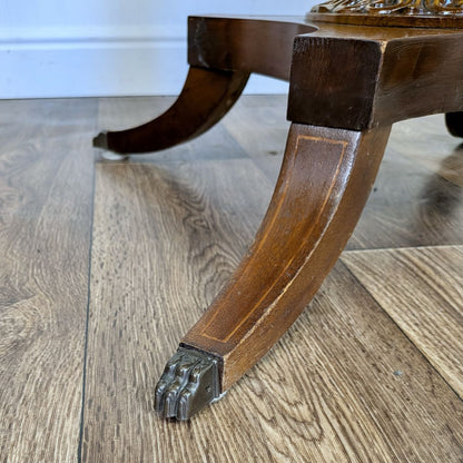 Vintage Regency-Style Drum Table with Leather Top