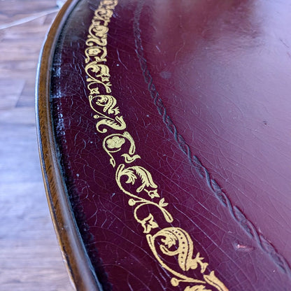 Vintage Regency-Style Drum Table with Leather Top