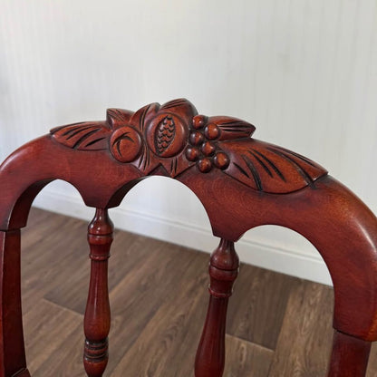 6 Vintage Victorian Rococo Revival Balloon-Back Dining Chairs with Needlepoint Seats