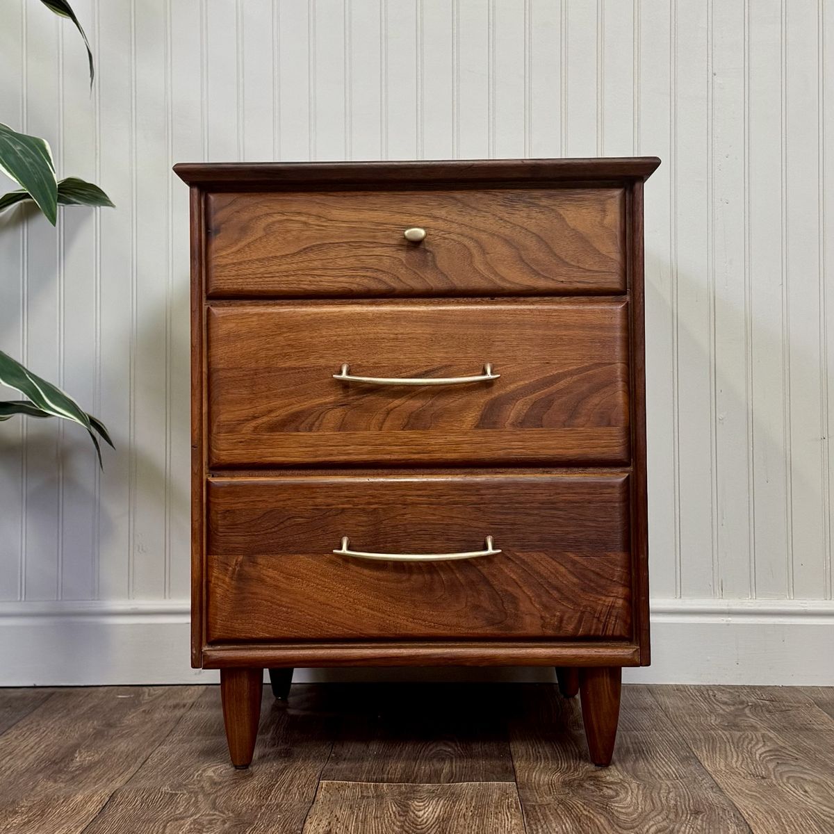 Vintage 1961 Solid Walnut MCM Dresser and Nightstand Set