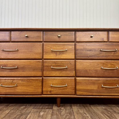 Vintage 1961 Solid Walnut MCM Dresser and Nightstand Set