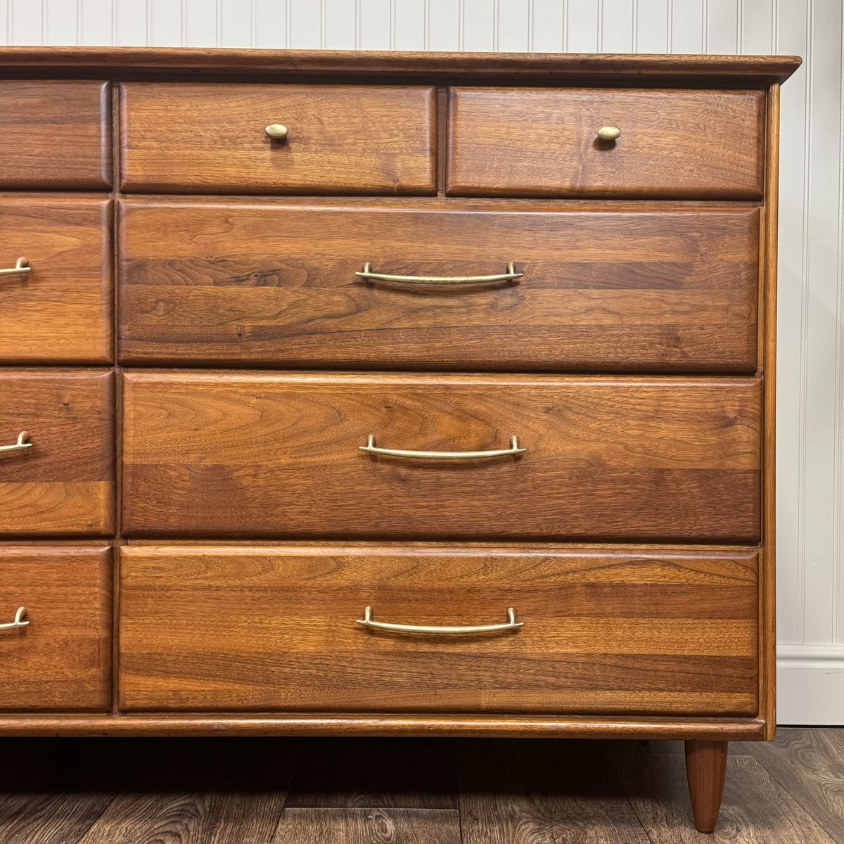 Vintage 1961 Solid Walnut MCM Dresser and Nightstand Set