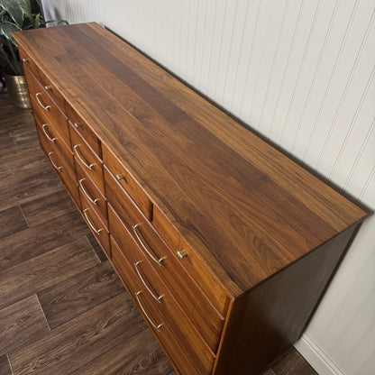 Vintage 1961 Solid Walnut MCM Dresser and Nightstand Set