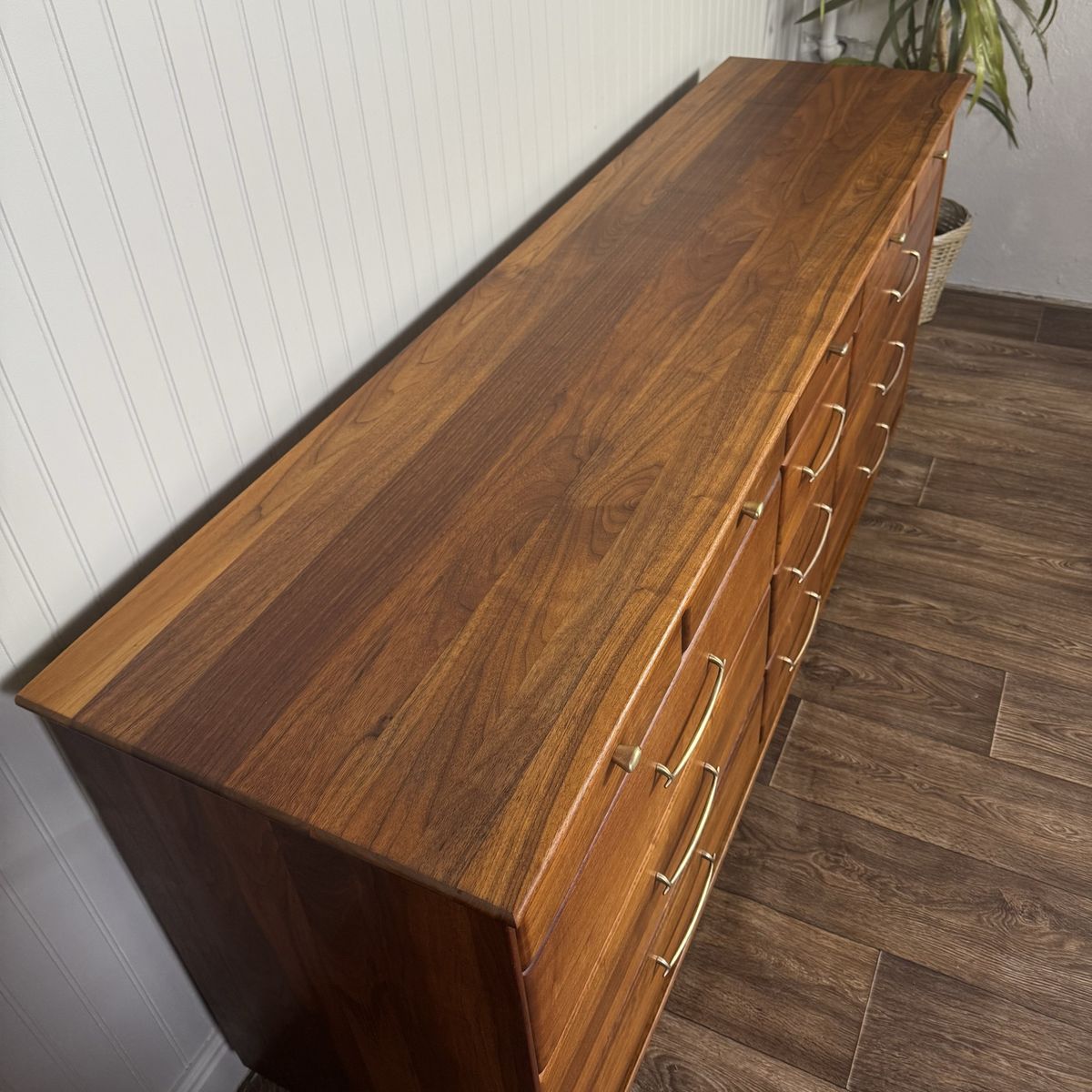 Vintage 1961 Solid Walnut MCM Dresser and Nightstand Set