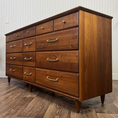 Vintage 1961 Solid Walnut MCM Dresser and Nightstand Set