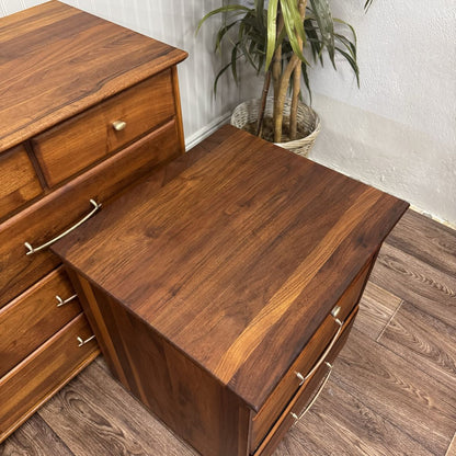 Vintage 1961 Solid Walnut MCM Dresser and Nightstand Set