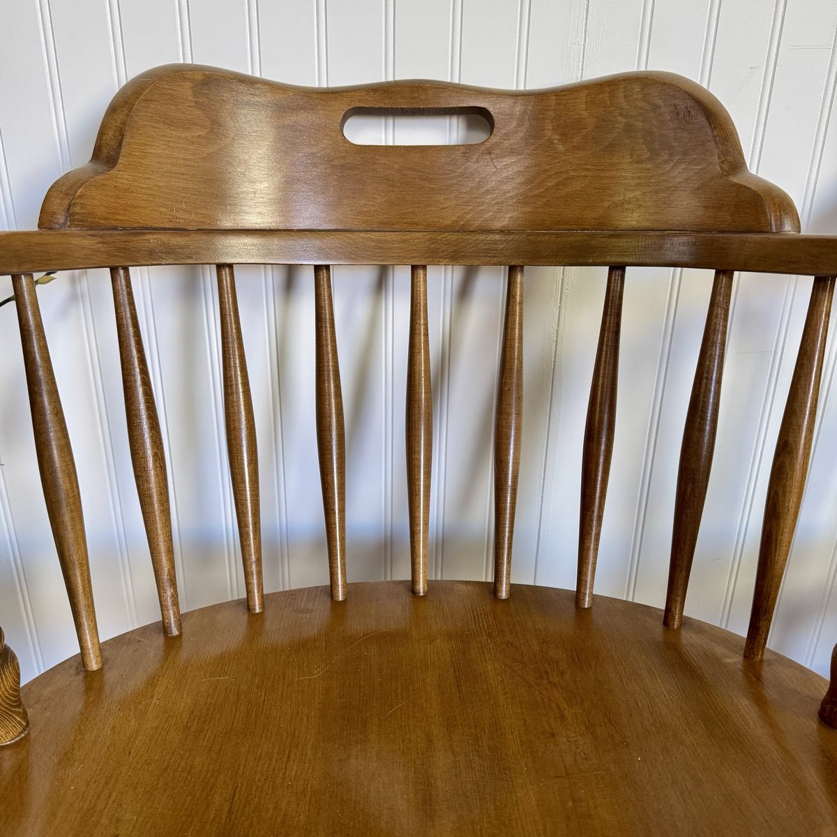Vintage Solid Wood Windsor Spindle Captain’s Chairs – Set of 4