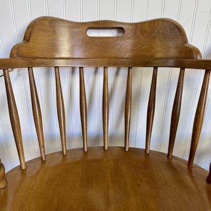 Vintage Solid Wood Windsor Spindle Captain’s Chairs – Set of 4