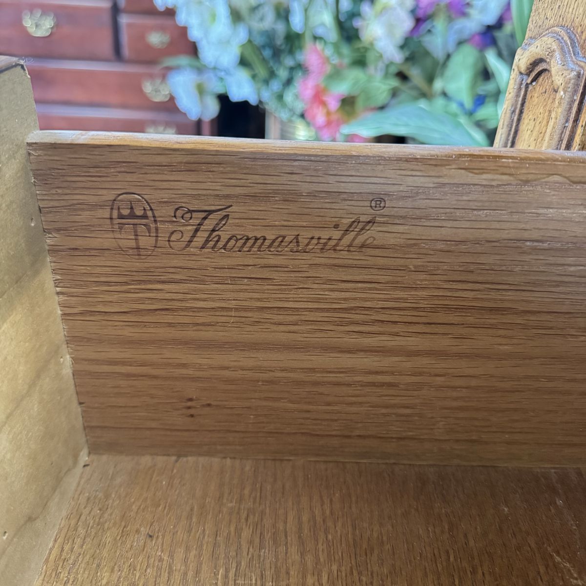 Vintage Thomasville Oak 9-Drawer Triple Dresser