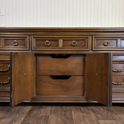 1971 Vintage Thomasville Spanish Revival Triple Dresser with Two Mirrors