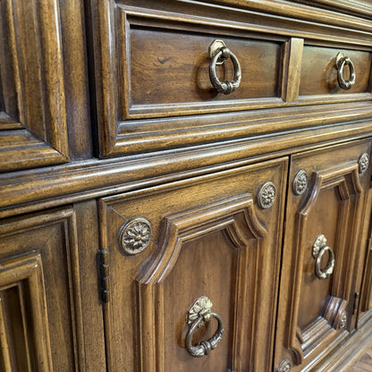 1971 Vintage Thomasville Spanish Revival Triple Dresser with Two Mirrors