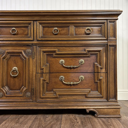 1971 Vintage Thomasville Spanish Revival Triple Dresser with Two Mirrors