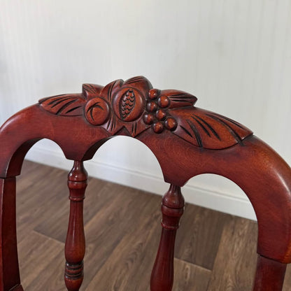 Set of 6 Vintage Victorian Rococo Revival Balloon-Back Dining Chairs with Needlepoint Seats