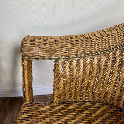 Vintage Wicker Rattan Barrel Rocking Chair