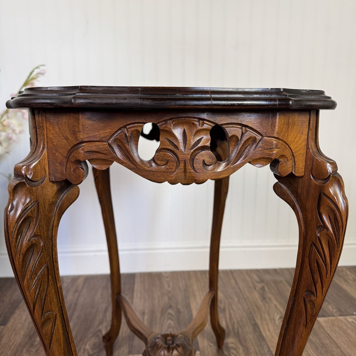 Walnut Hand-Carved French Provincial Side Table