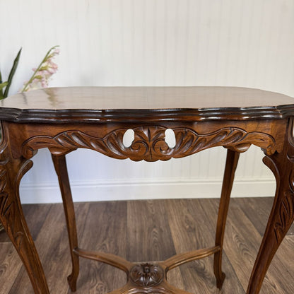 Walnut Hand-Carved French Provincial Side Table