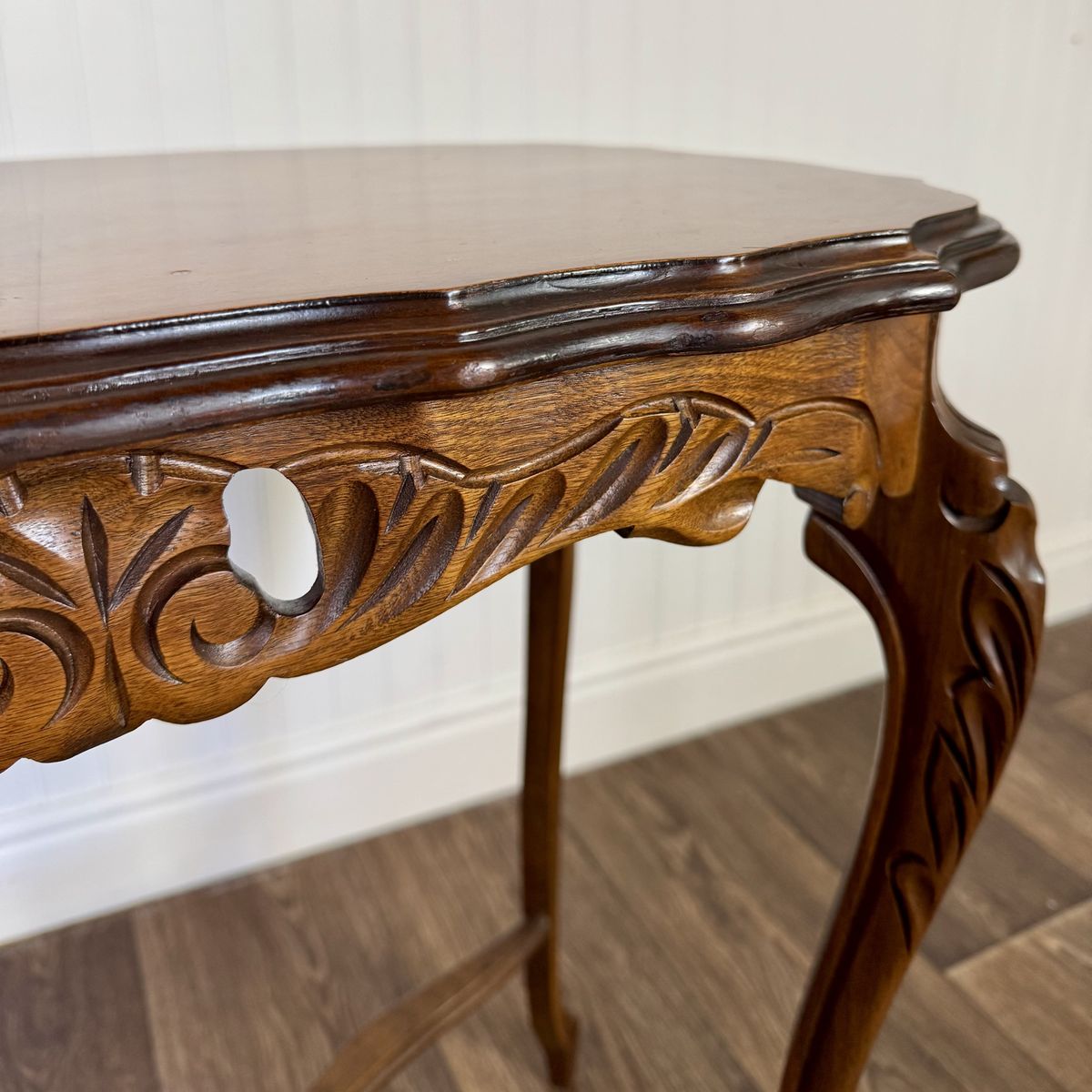 Walnut Hand-Carved French Provincial Side Table