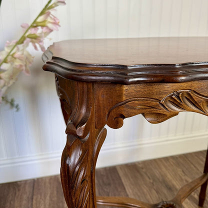 Walnut Hand-Carved French Provincial Side Table