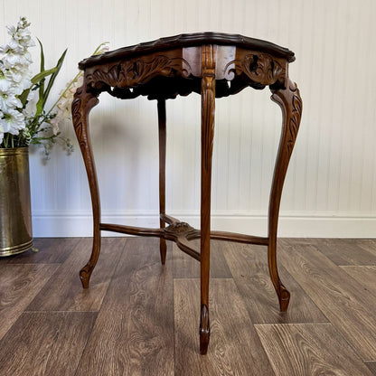 Walnut Hand-Carved French Provincial Side Table
