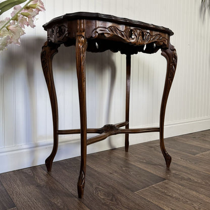Walnut Hand-Carved French Provincial Side Table