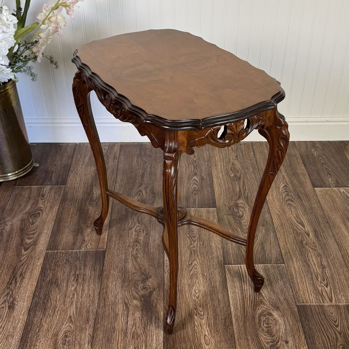Walnut Hand-Carved French Provincial Side Table
