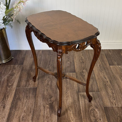 Walnut Hand-Carved French Provincial Side Table